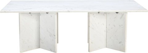 Juniper 48" White Genuine Marble Coffee Table, 1 Piece