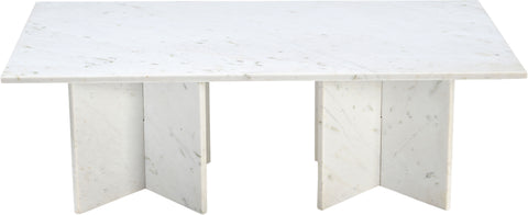 Juniper 48" White Genuine Marble Coffee Table, 1 Piece