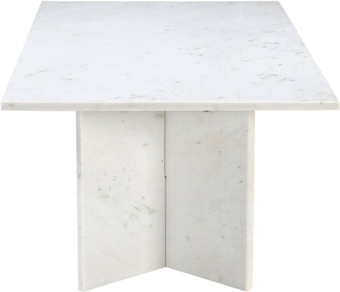 Juniper 48" White Genuine Marble Coffee Table, 1 Piece