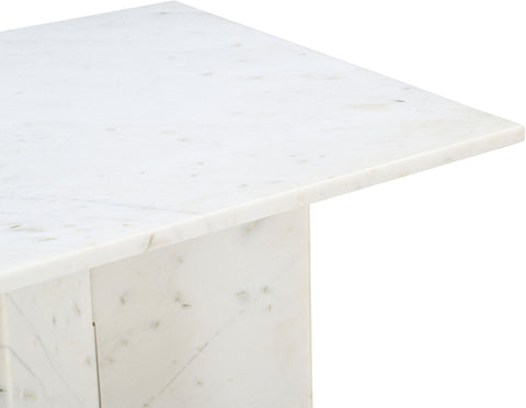 Juniper 48" White Genuine Marble Coffee Table, 1 Piece