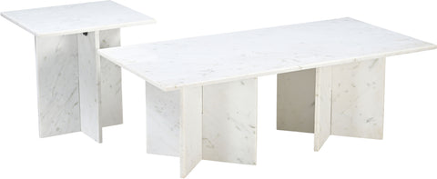 Juniper 48" White Genuine Marble Coffee Table, 1 Piece