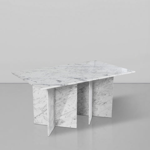 Juniper 60" White Genuine Marble Dining Table (3 Boxes), 1 Piece