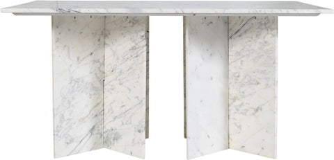 Juniper 60" White Genuine Marble Dining Table (3 Boxes), 1 Piece