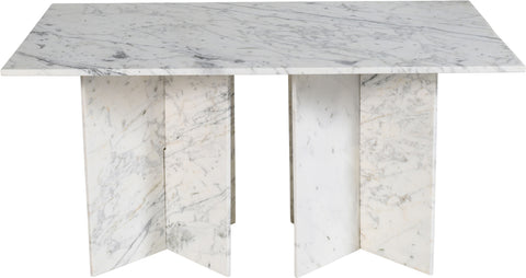 Juniper 60" White Genuine Marble Dining Table (3 Boxes), 1 Piece