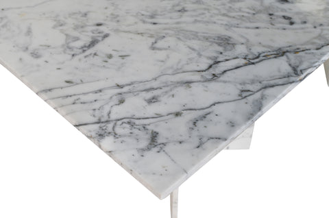 Juniper 60" White Genuine Marble Dining Table (3 Boxes), 1 Piece