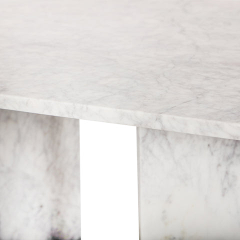 Juniper 60" White Genuine Marble Dining Table (3 Boxes), 1 Piece