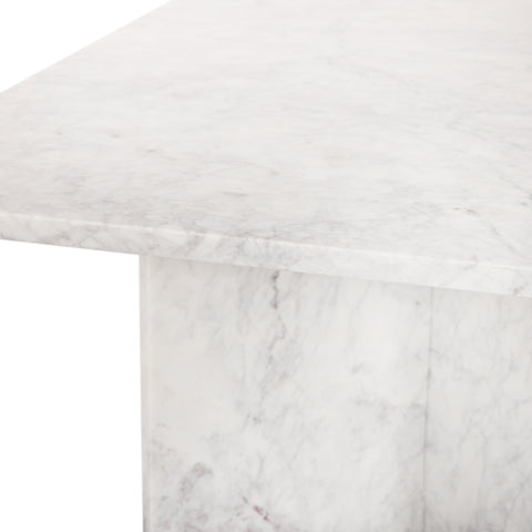 Juniper 60" White Genuine Marble Dining Table (3 Boxes), 1 Piece