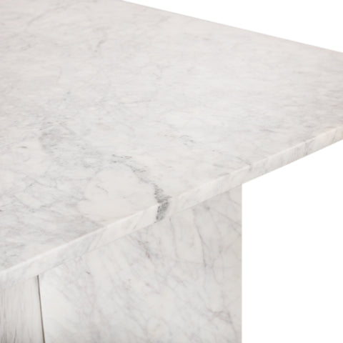 Juniper 60" White Genuine Marble Dining Table (3 Boxes), 1 Piece