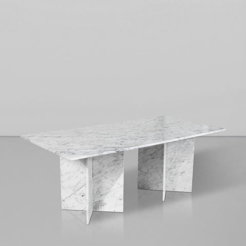 Juniper 78" White Genuine Marble Dining Table (3 Boxes), 1 Piece