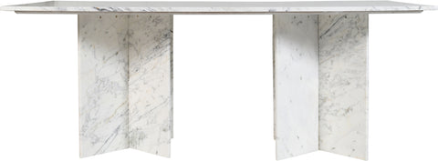 Juniper 78" White Genuine Marble Dining Table (3 Boxes), 1 Piece