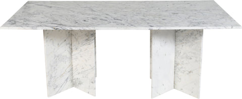Juniper 78" White Genuine Marble Dining Table (3 Boxes), 1 Piece