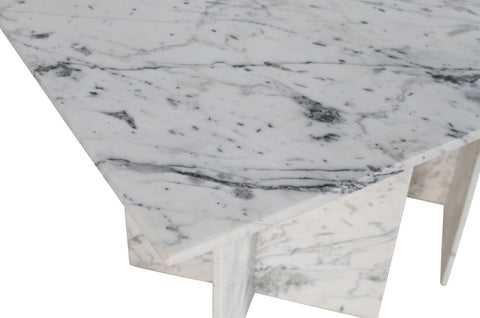 Juniper 78" White Genuine Marble Dining Table (3 Boxes), 1 Piece