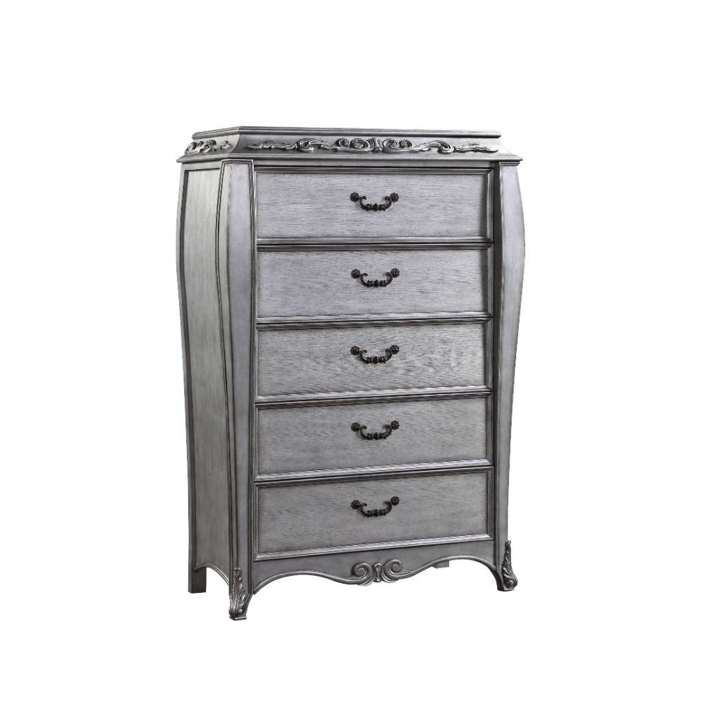 alwin chest, vintage platinum finish