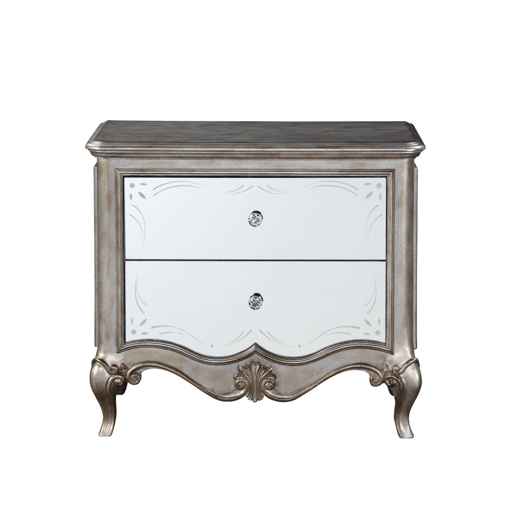 alysa nightstand, antique champagne finish