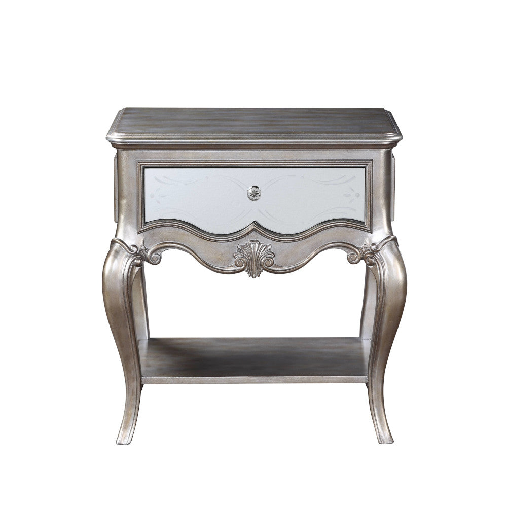 alysa nightstand, antique champagne finish