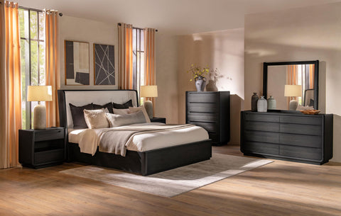 Clower 55-inch Queen Wingback Bed Burnished Black