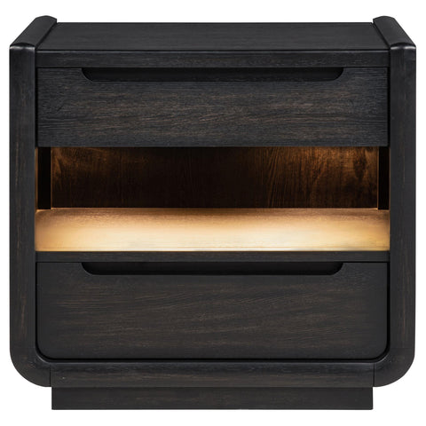 Clower 2-drawer LED Nightstand with USB Burnished Black