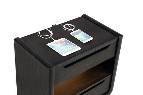 Clower 2-drawer LED Nightstand with USB Burnished Black