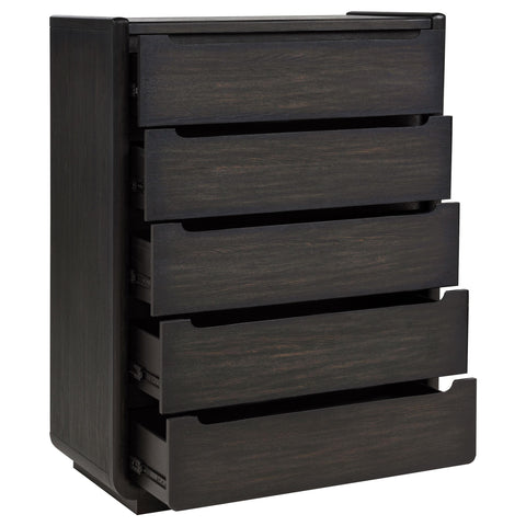 Clower 5-drawer Bedroom Chest of Drawers Burnished Black