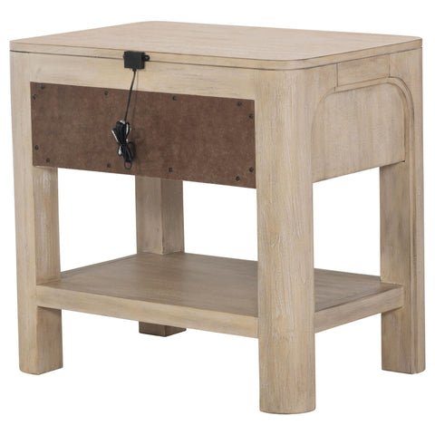 Cazen 1-drawer Nightstand Bedside Table Weathered Mango