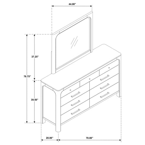 Cazen 9-drawer Bedroom Dresser with Mirror Weathered Mango