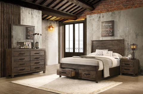 Landar 4-piece Eastern King Bedroom Set Golden BrownRustic Golden Brown