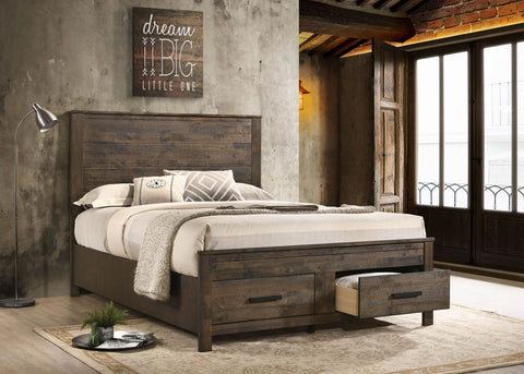 Landar Wood Queen Storage Panel Bed Rustic Golden BrownRustic Golden Brown