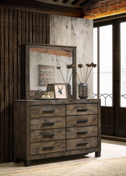 Landar 8-drawer Dresser with Mirror Rustic Golden BrownRustic Golden Brown