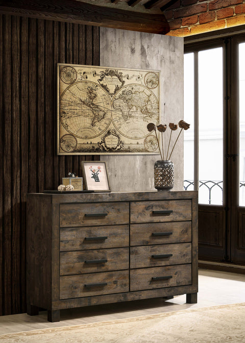 Landar 8-drawer Dresser Rustic Golden BrownRustic Golden Brown