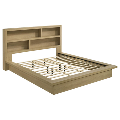 Eddy Eastern King Bookcase Headboard Platform Bed Light Oak