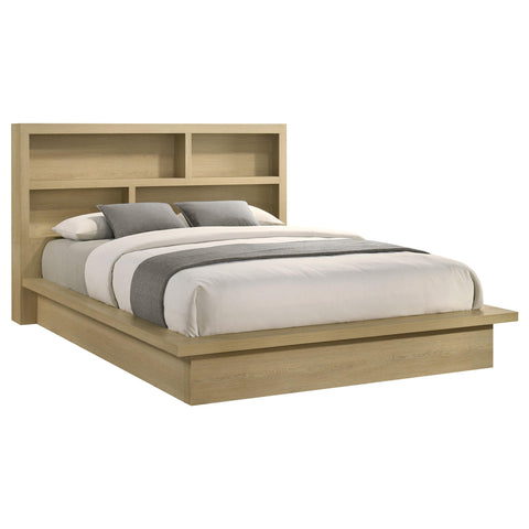 Eddy Eastern King Bookcase Headboard Platform Bed Light Oak