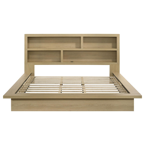 Eddy Eastern King Bookcase Headboard Platform Bed Light Oak