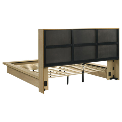 Eddy Eastern King Bookcase Headboard Platform Bed Light Oak