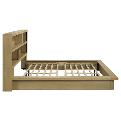 Eddy Eastern King Bookcase Headboard Platform Bed Light Oak