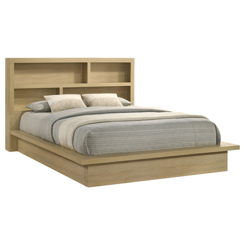 Eddy California King Bookcase Headboard Platform Bed Light Oak