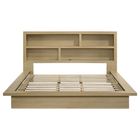 Eddy California King Bookcase Headboard Platform Bed Light Oak