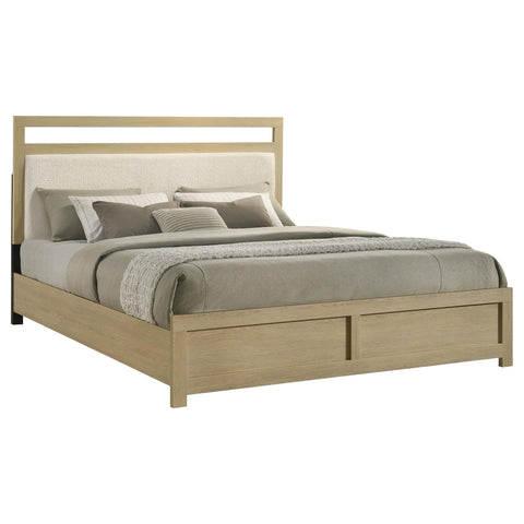 Eddy Eastern King Panel Headboard Platform Bed Light Oak