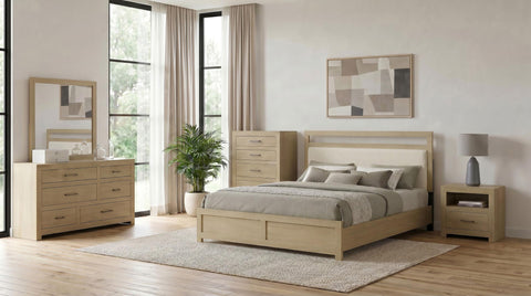 Eddy Eastern King Panel Headboard Platform Bed Light Oak