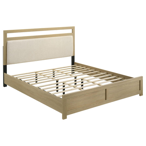 Eddy California King Panel Headboard Platform Bed Light Oak