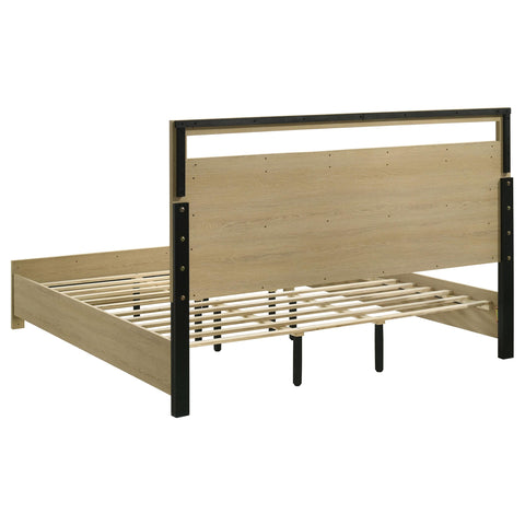 Eddy California King Panel Headboard Platform Bed Light Oak