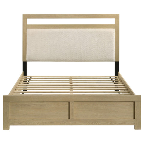 Eddy Queen Panel Headboard Platform Bed Light Oak