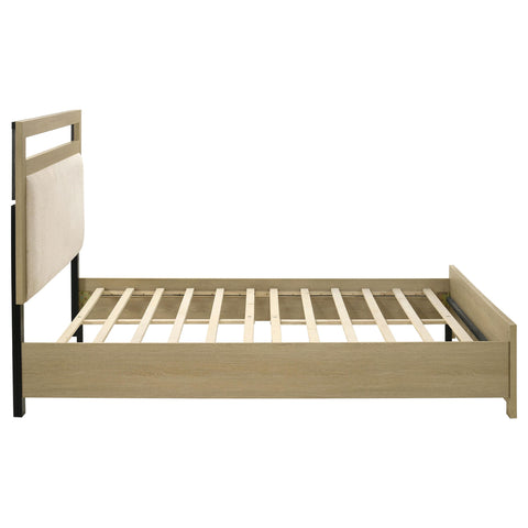 Eddy Queen Panel Headboard Platform Bed Light Oak