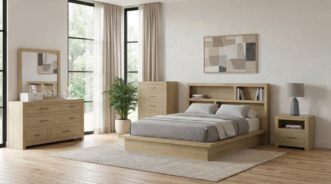 Eddy 1-drawer Nightstand Bedside Table with Cubby Light Oak