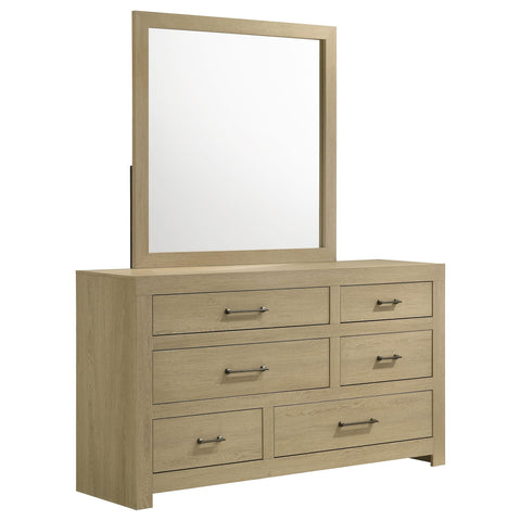 Eddy 6-drawer Bedroom Dresser and Mirror Light Oak