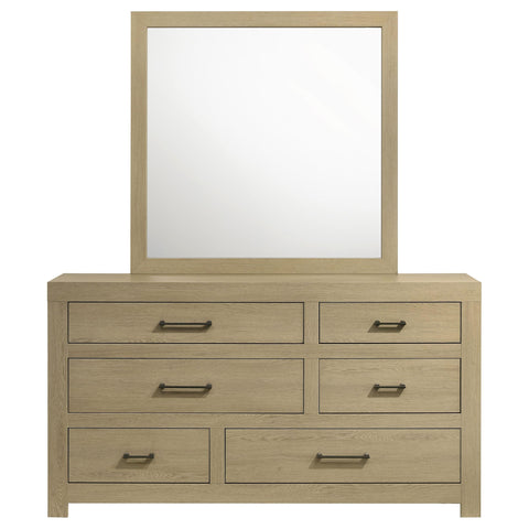 Eddy 6-drawer Bedroom Dresser and Mirror Light Oak