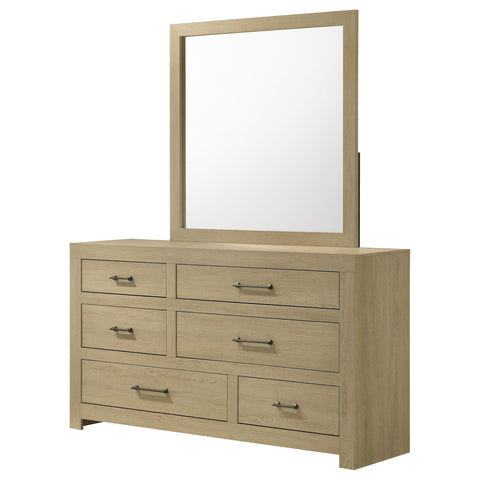 Eddy 6-drawer Bedroom Dresser and Mirror Light Oak