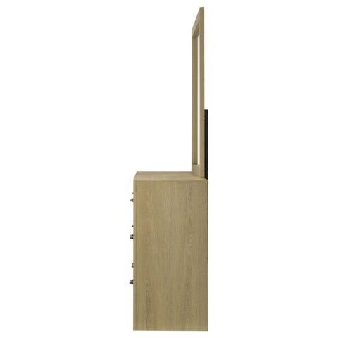 Eddy 6-drawer Bedroom Dresser and Mirror Light Oak