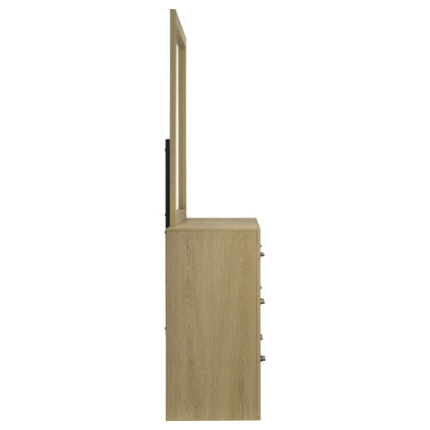 Eddy 6-drawer Bedroom Dresser and Mirror Light Oak