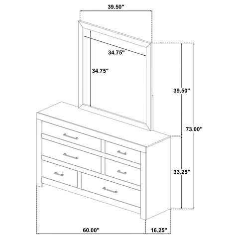 Eddy 6-drawer Bedroom Dresser and Mirror Light Oak