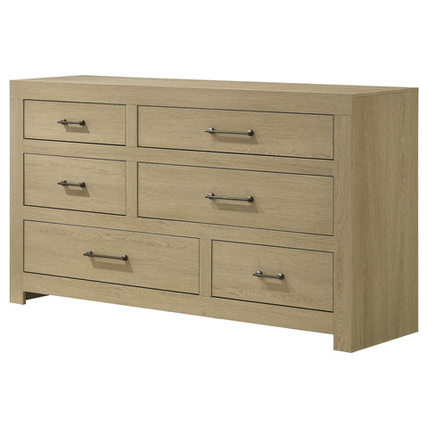 Eddy 6-drawer Bedroom Dresser Storage Cabinet Light Oak